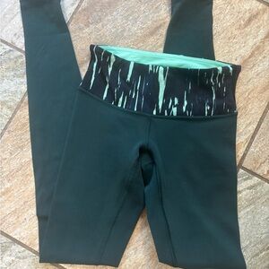 Lululemon Athletica Black and Green Leggings